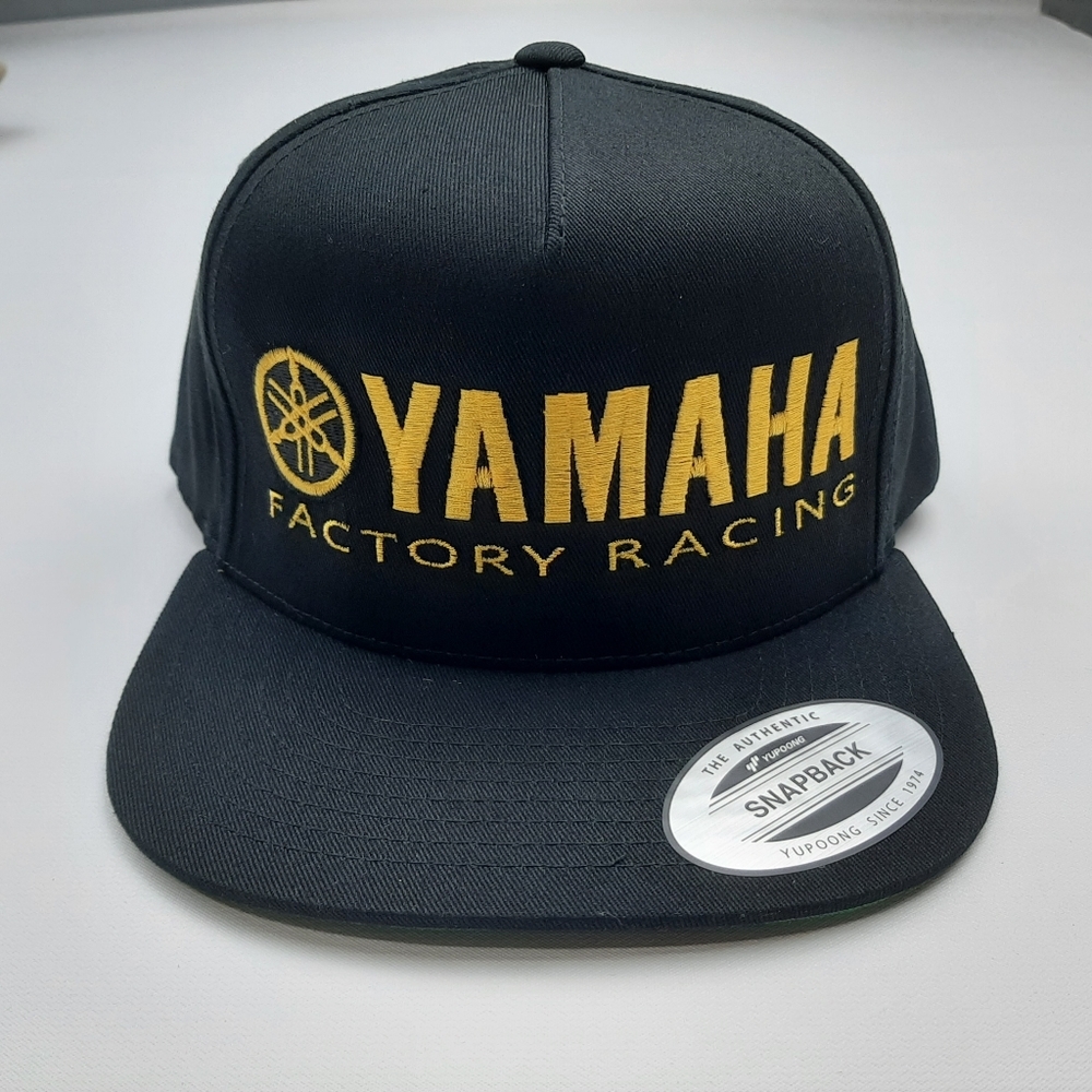 Yamaha Factory Racing Flat Bill Snapback Cap Hat Black